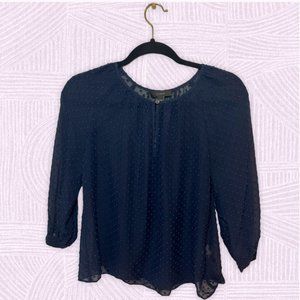 J Crew - Chiffon Dot Top - Navy